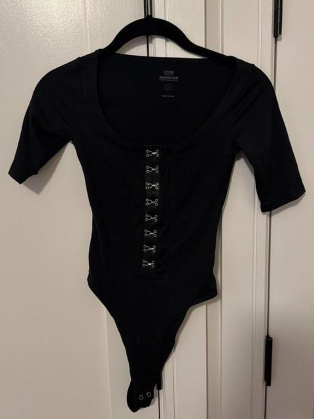 Black bodysuit with lace up detail #bodysuit #laceup